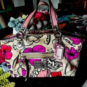 Coach Poppy  Purse Shoulder Tote Bag No. L1071-16306 15in